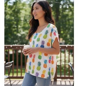 Stein 1X Colorful Pineapple Print Women's Top